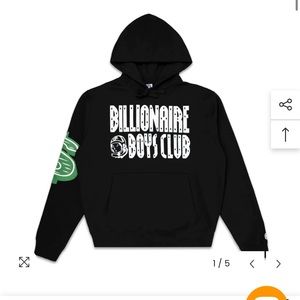 billionaire boys club straight font hoodie black